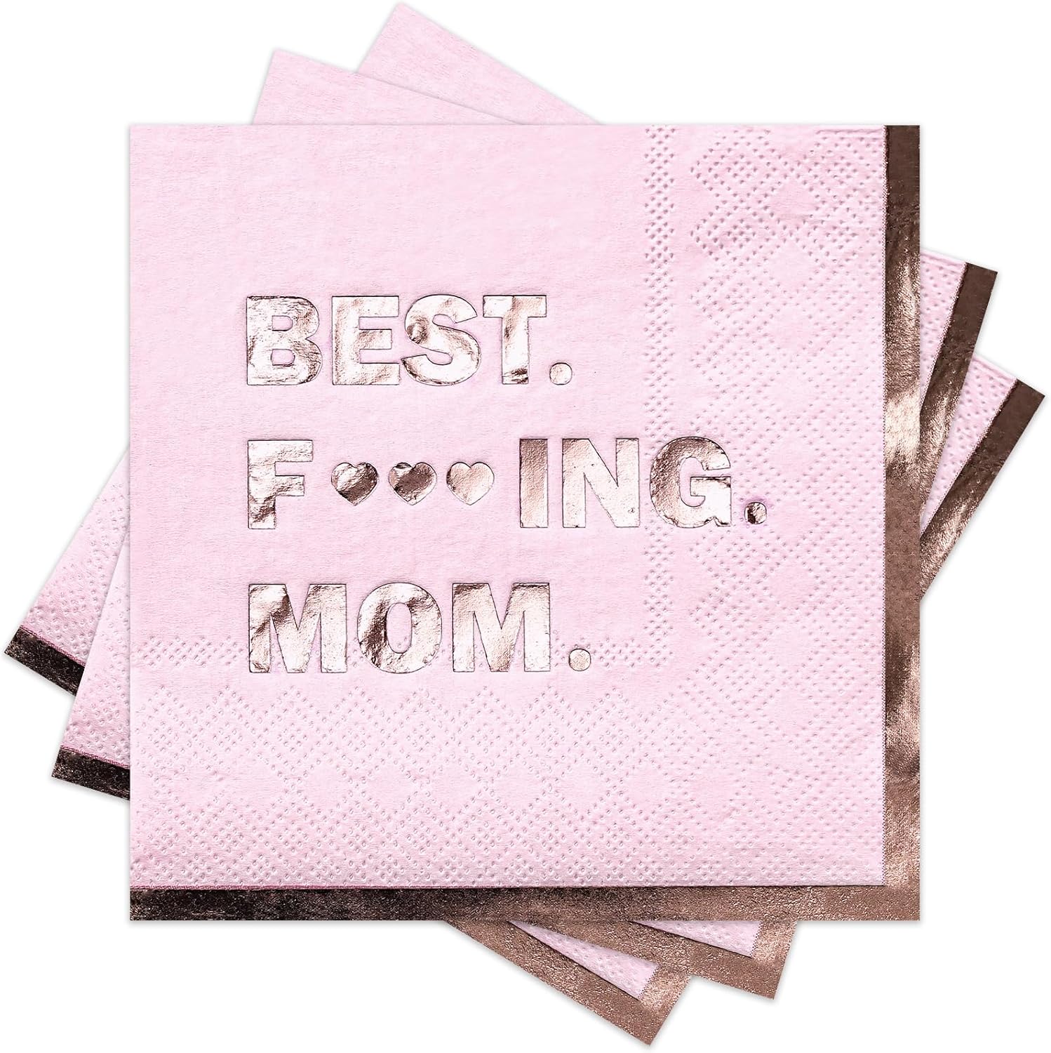 Lot of 8 - RUSPEPA 50 Pcs Mother’s Day Napkin Paper 3 Ply Disposable Assorted Color ’Best F*king Mom’ Design Luncheon