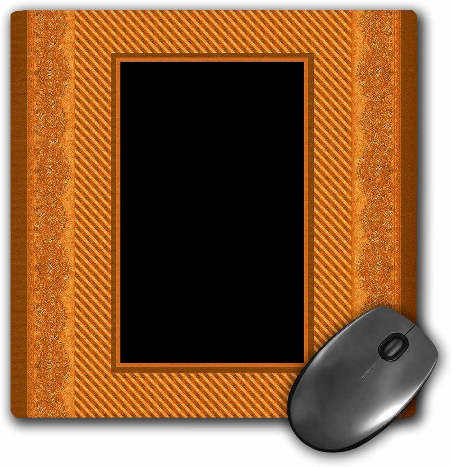 3dRose LLC 8 X 8 X 0.25 Inches Mouse Pad Harvest Orange Striped and Damask Ribbon Frame (mp_33392_1) - *Computers &