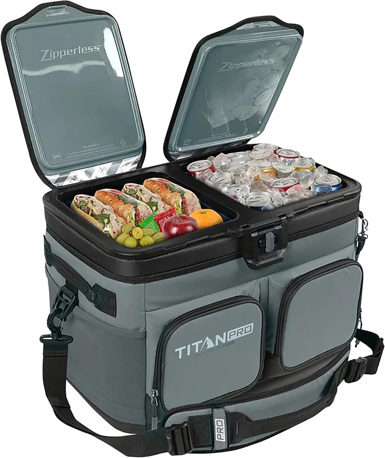 Defect Titan PRO by Arctic Zone 48 Can Zipperless Cooler with Magnetic Lid Insulated Soft Cooler with Custom Storage Liners