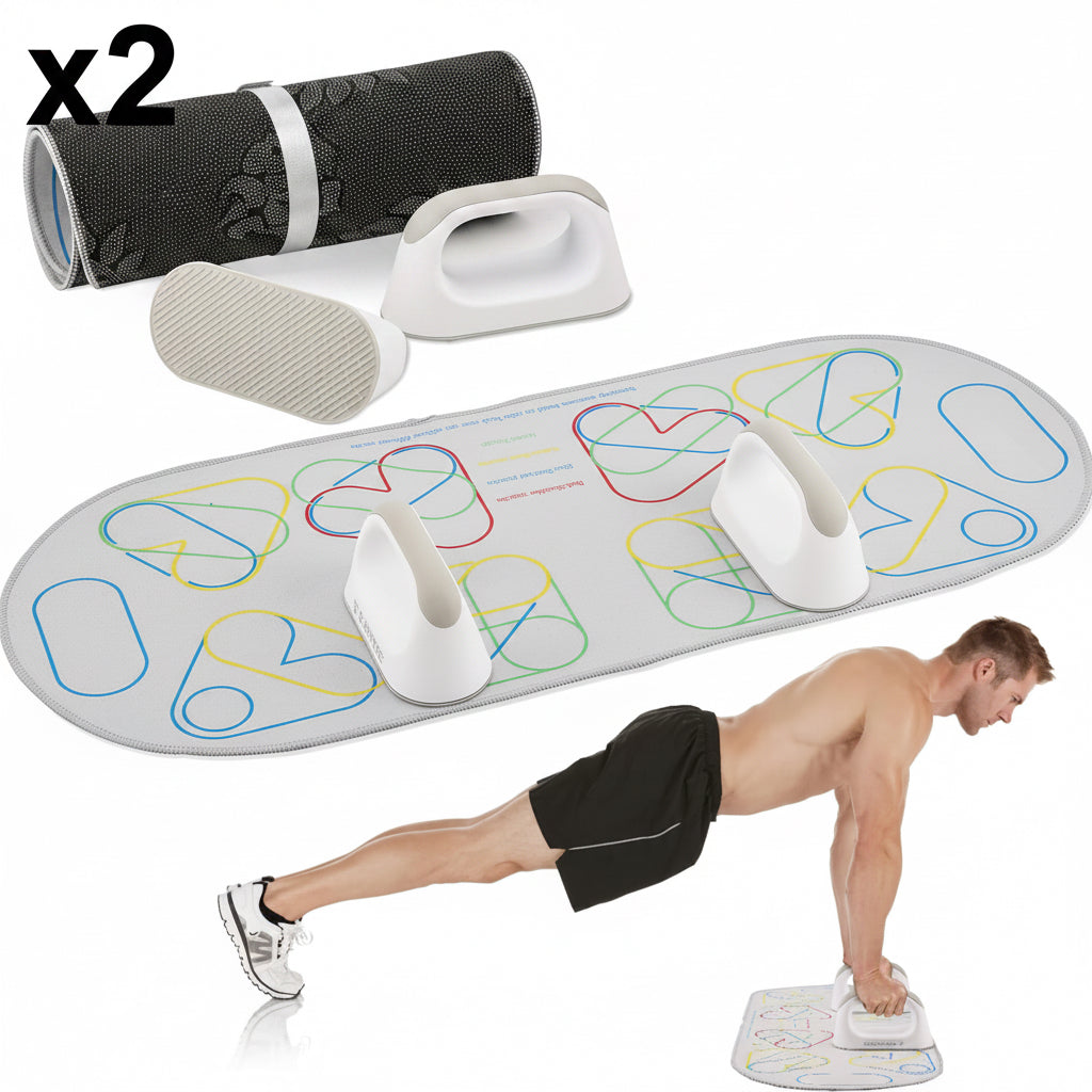 Suertree Push Up Bars Come with Foldable Push Up Mat for Pushup Guide Strength Training Equipment Work for Home