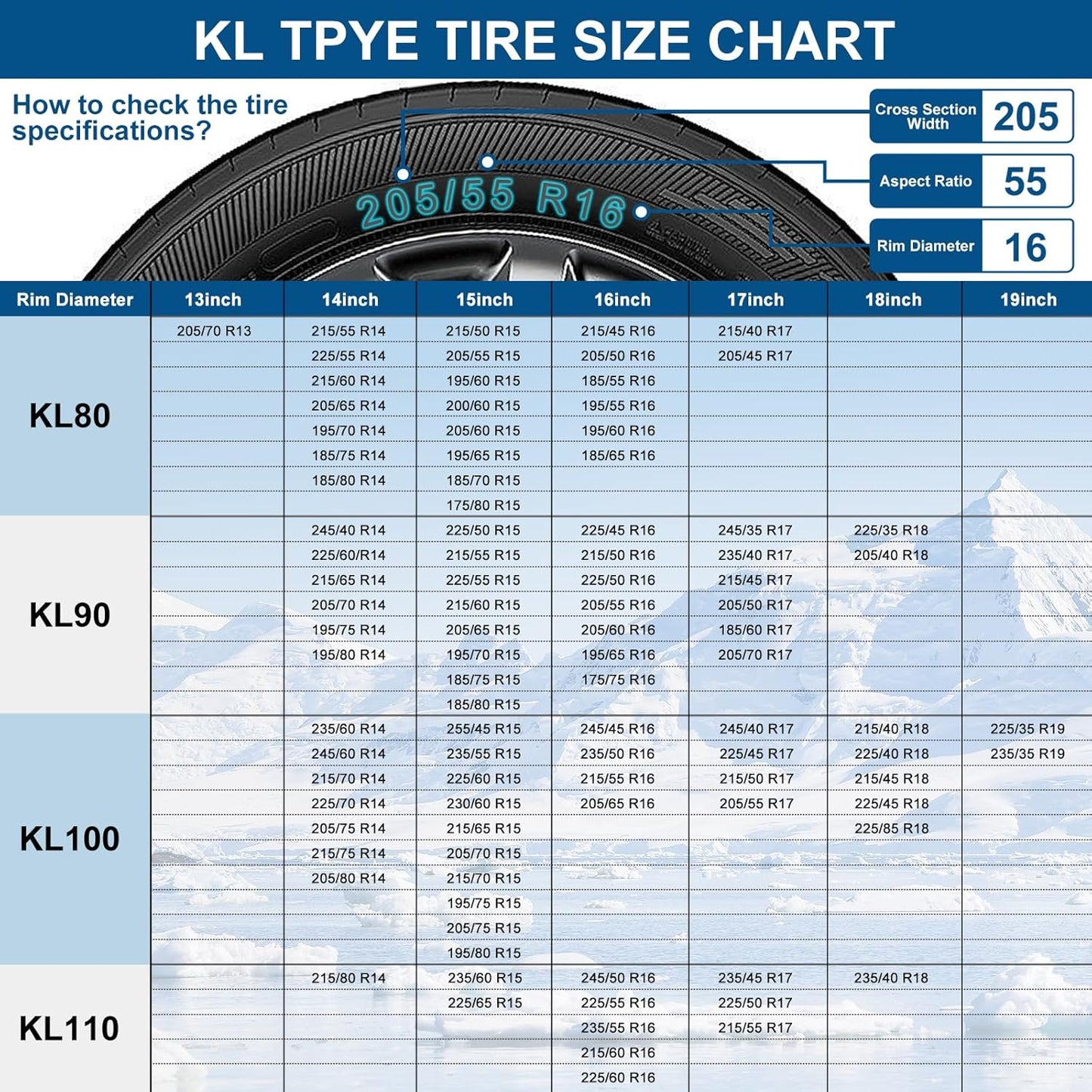 Tire Traction Chain Snow Chains for Car, Upgraded Tire Chains Anti Skid Chains, Cable Tire Chain for Passenger Cars, Pickups, Light Trucks and SUVs