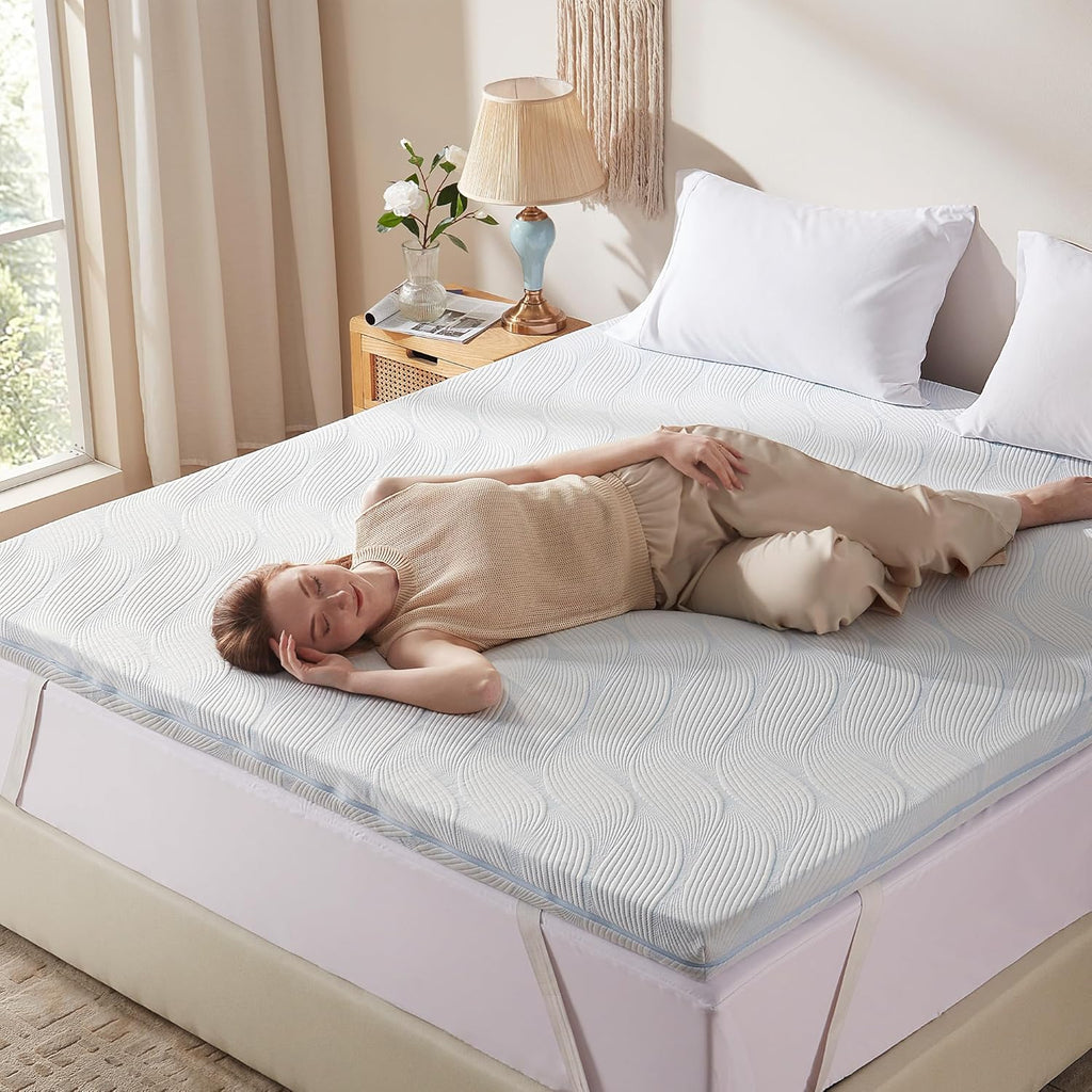 Eiayeebil 3 Inch Mattress Topper Twin XL Dual Layer Gel Memory Foam Mattress Pad with Removable Cover - *Bedding