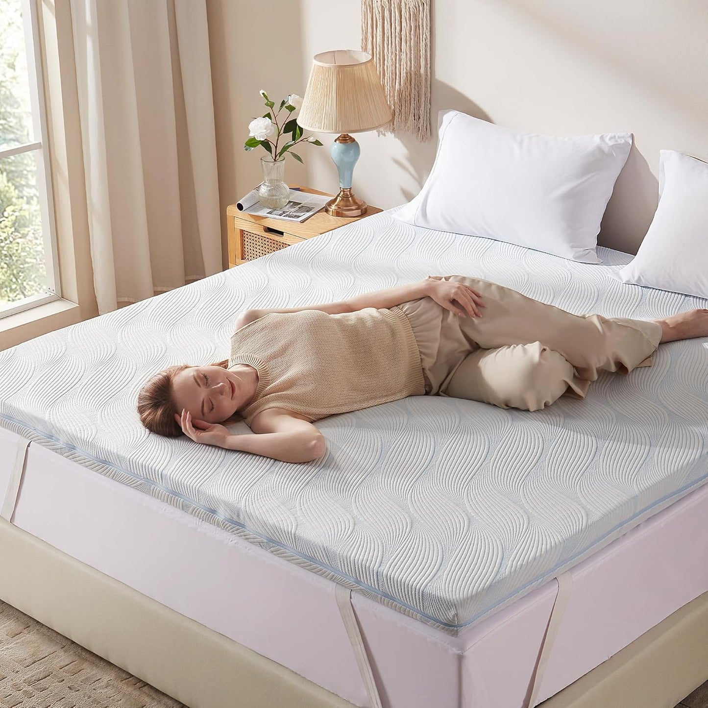 Eiayeebil 3 Inch Mattress Topper Twin XL, Dual Layer Gel Memory Foam Mattress Pad with Removable Cover