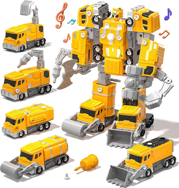 5-in-1 Take Apart Construction Vehicle Trucks Transform to Robot