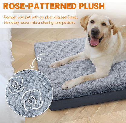 Supet Washable Orthopedic Dog Bed for Medium Large Dogs, Indestructible Memory Foam Dog Crate Beds Medium Large Sized Dog, Durable Waterproof Dog Kennel Bed for Pets