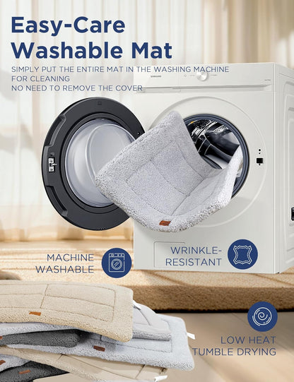 MASSFU Dog Beds Crate Pad for Large Dogs, Reversible & Washable Non-Slip Kennel Pet Mat, Soft Plush and High Density Foam Cat Bed for Indoor & Outdoor Use, 35" x 23", Gray