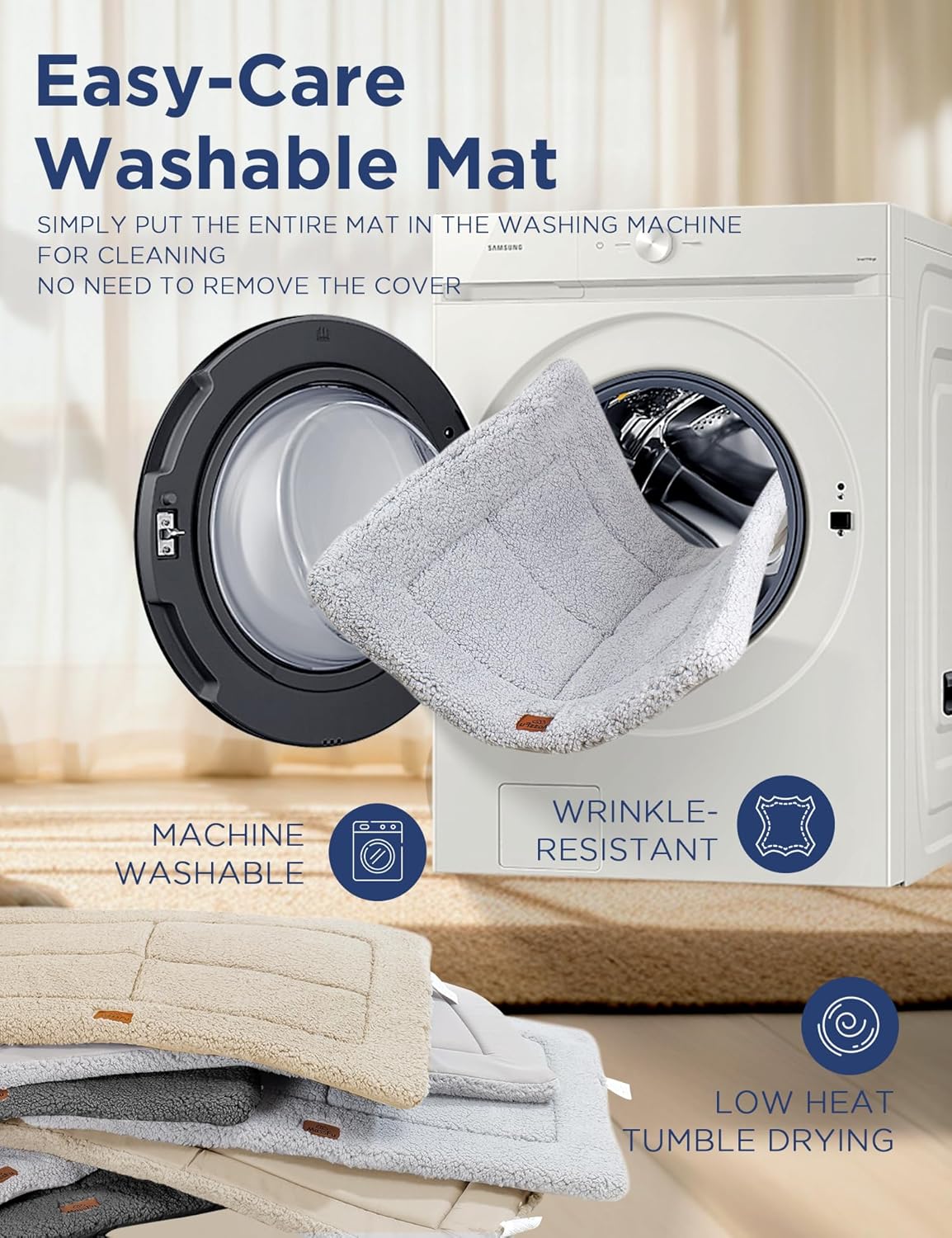 MASSFU Dog Beds Crate Pad for Medium Small Dogs, Reversible & Washable Non-Slip Kennel Pet Mat, Soft Fleece and High Density Foam Cat Bed for Indoor & Outdoor Use, 29" x 21", Gray