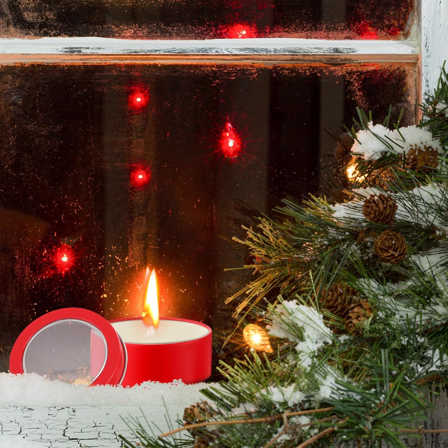 Christmas Candle Tin Cans Set Holiday Candle Tins 2 oz with Lids Candle Jars for Making Candles Round Containers