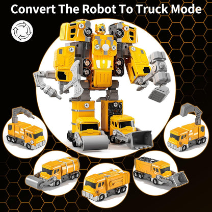 5-in-1 Take Apart Construction Vehicle Trucks Transform to Robot