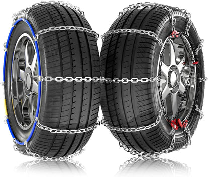 Tire Traction Chain Snow Chains for Car, Upgraded Tire Chains Anti Skid Chains, Cable Tire Chain for Passenger Cars, Pickups, Light Trucks and SUVs