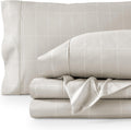 Bare Home Ultra-Soft Sheet Set - Premium 1800 Collection - Deep Pockets - 3-Pieces - Twin Grid - Stone/White