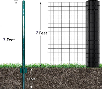 ARIFARO Fence Posts 3 Feet Sturdy Duty Metal Fence Post, Pack of 10, 3-4-5-6-7 Feet No Dig Garden U Post for Wire Fencing Steel Post for Yard, Outdoor Wire