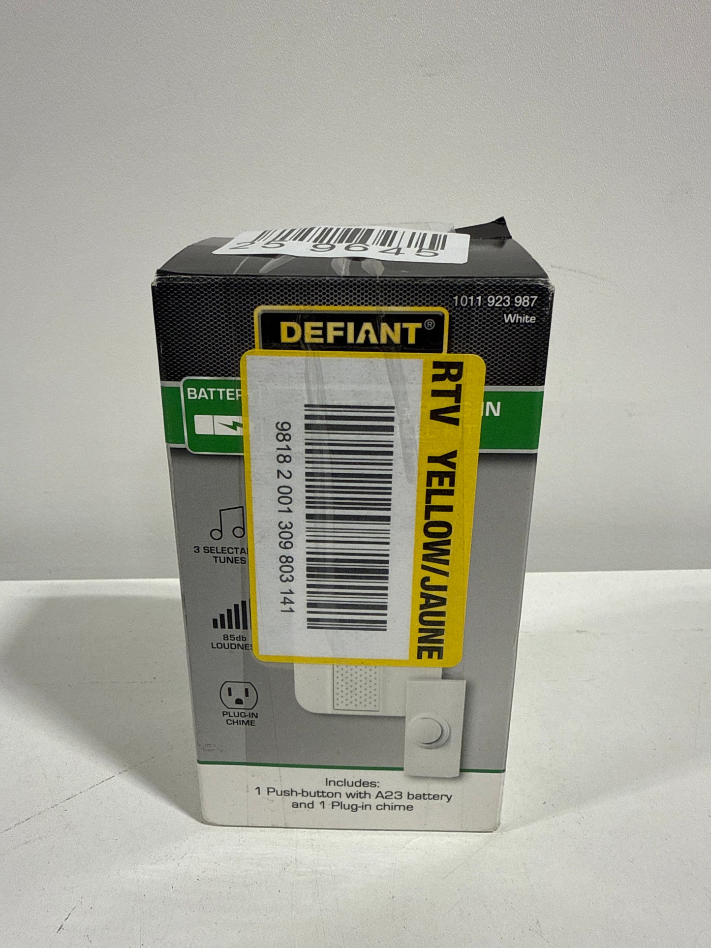 Wireless Plug-in Doorbell Kit with White Insert and 1 Push Button, White