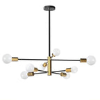 TOZING 8-Light Gold Rustic Industrial Mid Century Sputnik Linear Chandelier Hanging Fixture Ceiling Light for Kitchen Island