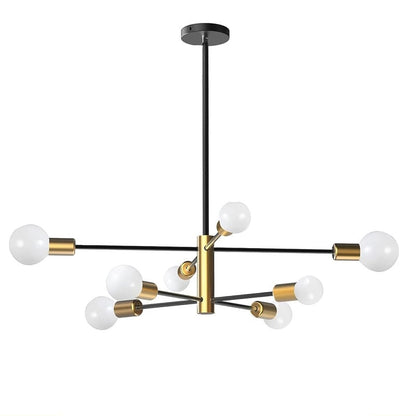 TOZING 8-Light Gold Rustic Industrial Mid Century Sputnik Linear Chandelier Hanging Fixture Ceiling Light for Kitchen Island