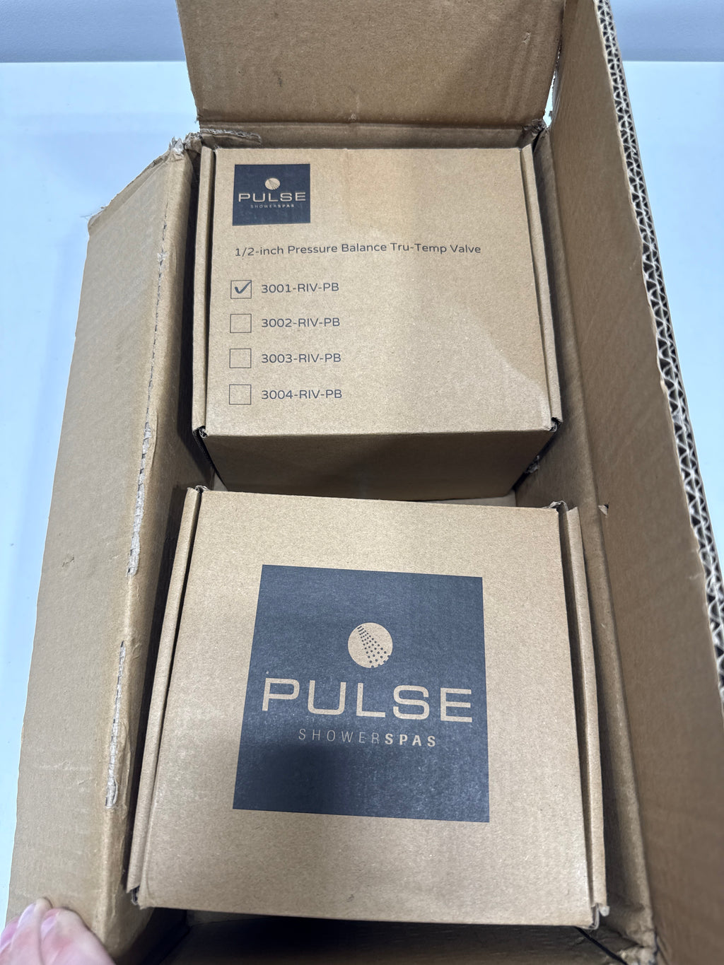 Pulse Tru-Temp Pressure Balanced Valve Trim with Single Lever Handle Model: 3001-RIV-PB-BN