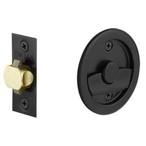 Emtek Tubular Pocket Door (Round Privacy, Flat Black (US19))
