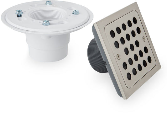 Signature Hardware 948036 Menlo Square Shower Drain Flange Brushed Nickel