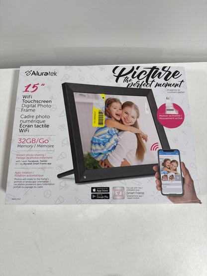 Aluratek - 15" Touchscreen LCD Wi-Fi Digital Photo Frame - Black