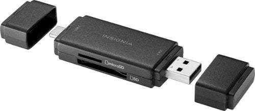 Insignia - USB-C/USB 3.0 to SD and MicroSD Memory Card Reader - Black