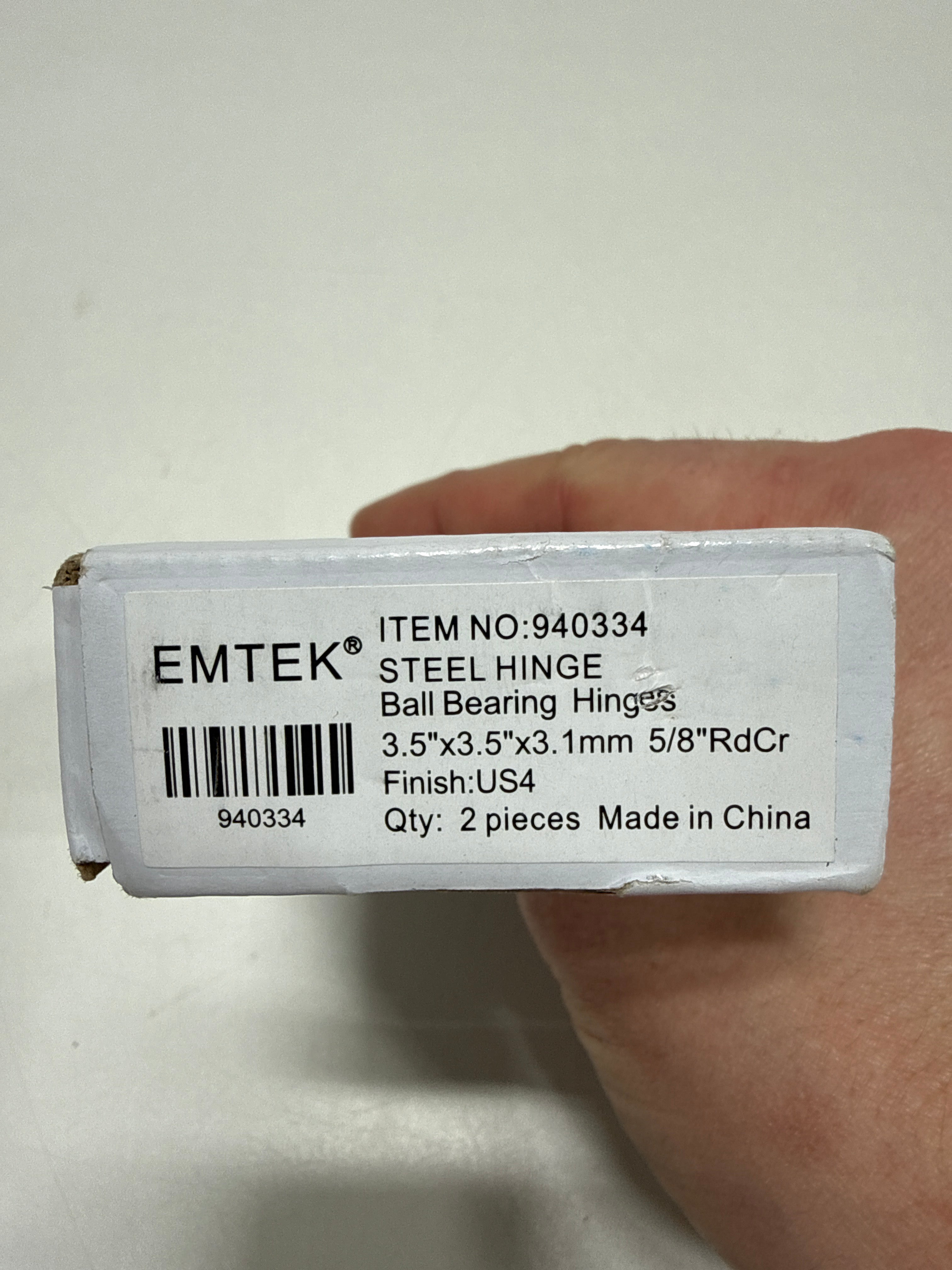 Emtek 3.5’’ x 3.5’’ Ball Bearing 5/8’’ Radius Corners Mortise Hinge - Pair - *Tools Hardware & Misc