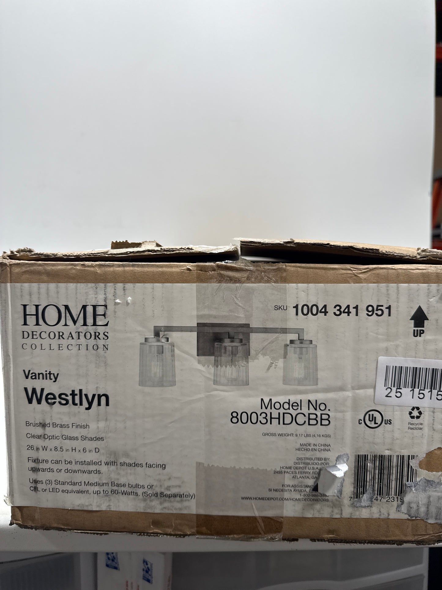 Westlyn 3-Light Brushed Brass Vanity Light with Clear Optic Glass Shades