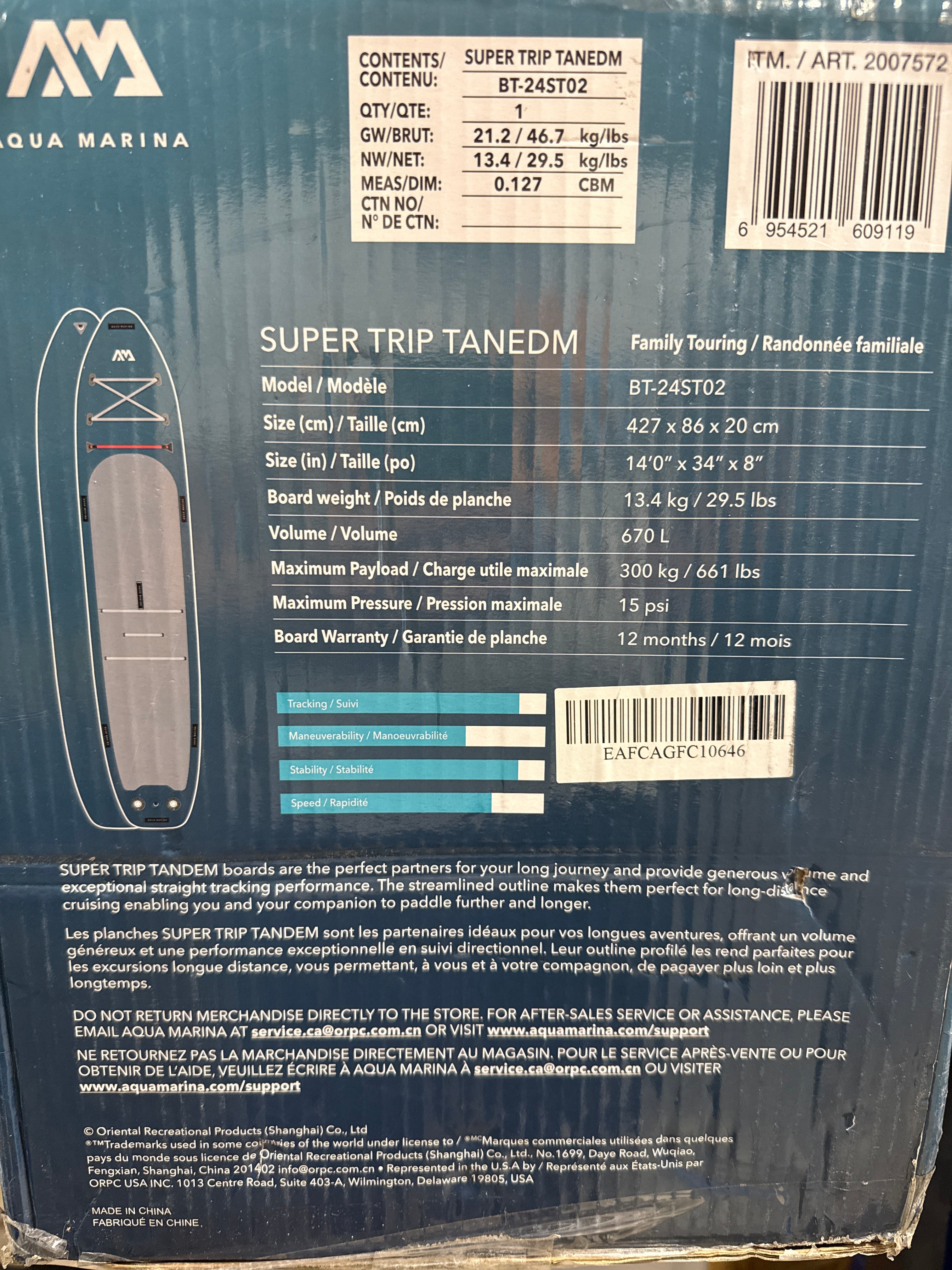 Aqua Marina Super Trip Tandem 14' Inflatable Paddleboard