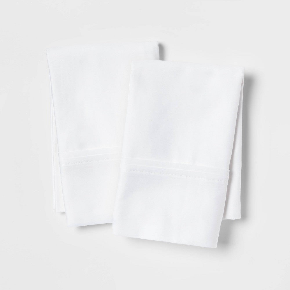 Standard Solid Performance 400 Thread Count Pillowcase Set White - Threshold™: Cotton Sateen, OEKO-TEX Certified, Set of 2
