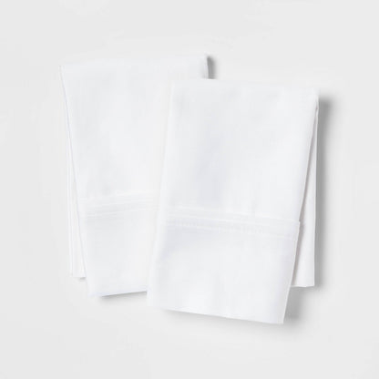 Standard Solid Performance 400 Thread Count Pillowcase Set White - Threshold™: Cotton Sateen, OEKO-TEX Certified, Set of 2