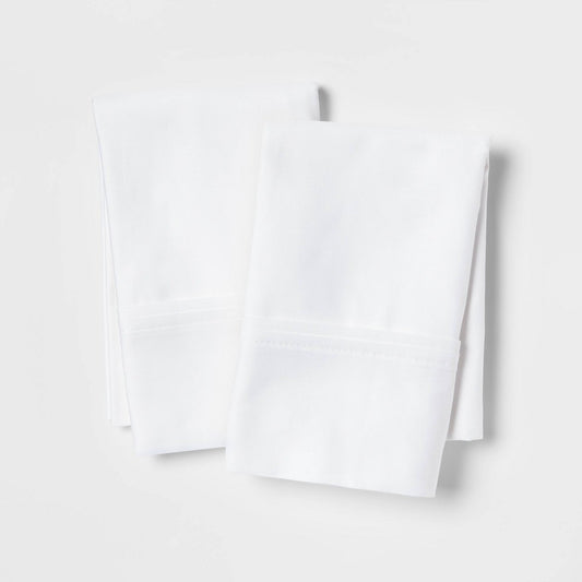 Standard Solid Performance 400 Thread Count Pillowcase Set White - Threshold™: Cotton Sateen, OEKO-TEX Certified, Set of 2