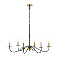 JONATHAN Y Lighting JYL7559 Wicklow 6 Light 35" Wide LED Candle Style Chandelier Black / Brass Gold Indoor Lighting Chandeliers