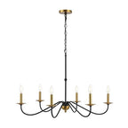 JONATHAN Y Lighting JYL7559 Wicklow 6 Light 35" Wide LED Candle Style Chandelier Black / Brass Gold Indoor Lighting Chandeliers