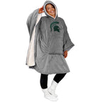 Pegasus - Michigan State Spartans 60" X 80" Logo Patch Team Color Bloncho with Sherpa - Multicolor
