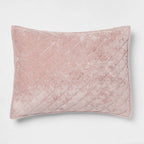 Standard Luxe Diamond Stitch Velvet Quilt Sham Mauve - Threshold™: OEKO-TEX Certified Polyester Machine Washable