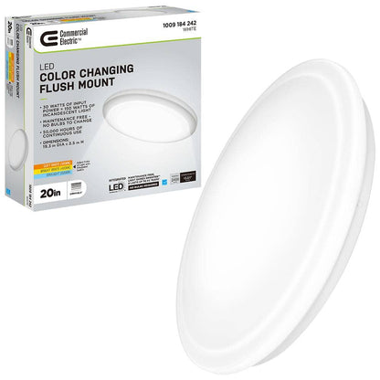 20 in. Low Profile LED Flush Mount Round Ceiling Light 2400 Lumens 3000K 4000K 5000K Dimmable Bedroom Lighting