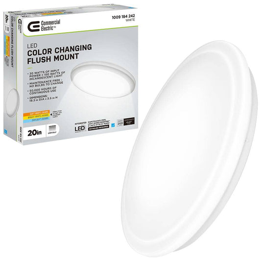 20 in. Low Profile LED Flush Mount Round Ceiling Light 2400 Lumens 3000K 4000K 5000K Dimmable Bedroom Lighting