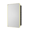 KeonJinn 24 in. W X 32 in. H Rectangular Brass Gold Stainless Steels Framed Recessed/Surface Mount Medicine Cabinet with Mirror