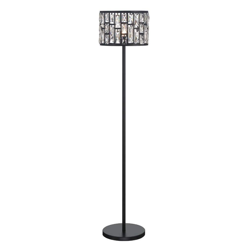 Kristella 57 in. Black Crystal Standard Floor Lamp