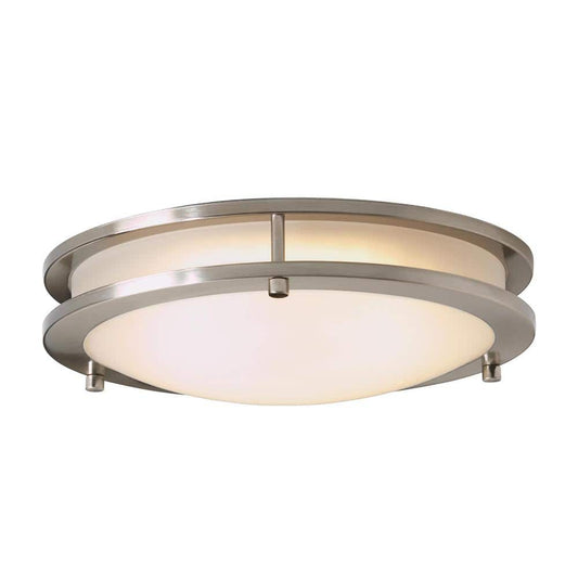 Flaxmere 12 in. Brushed Nickel Dimmable Integrated LED Flush Mount Ceiling Light with Frosted White Glass Shade