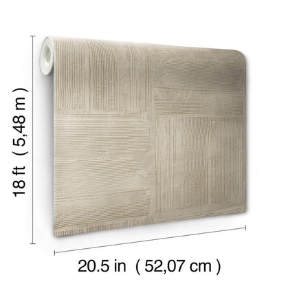 RoomMates Taupe Dimensional Square Plaster Peel and Stick Wallpaper