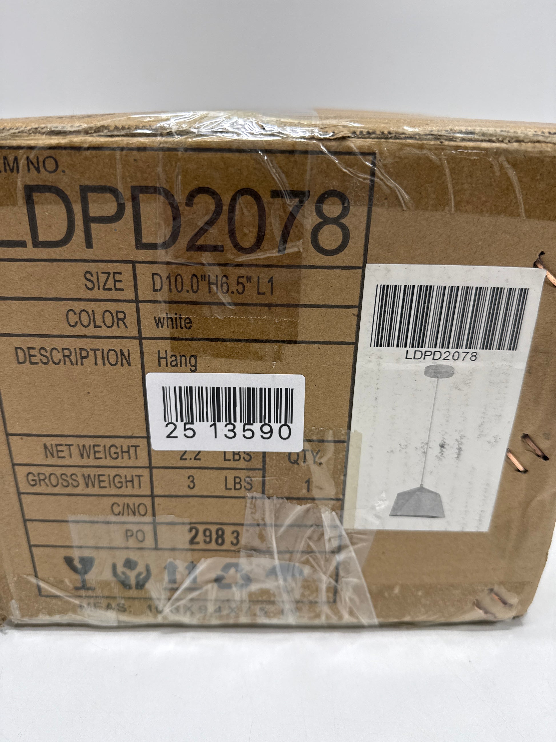 Living District LDPD2078 Arden Pendant White with Golden Inside - *Lighting & Electrical