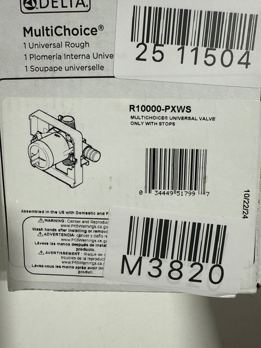 Delta R10000-PXWS Universal Mixing Rough-in Valve with Service Stops and PEX Crimp Inlets and Universal 1/2’’ Outlets