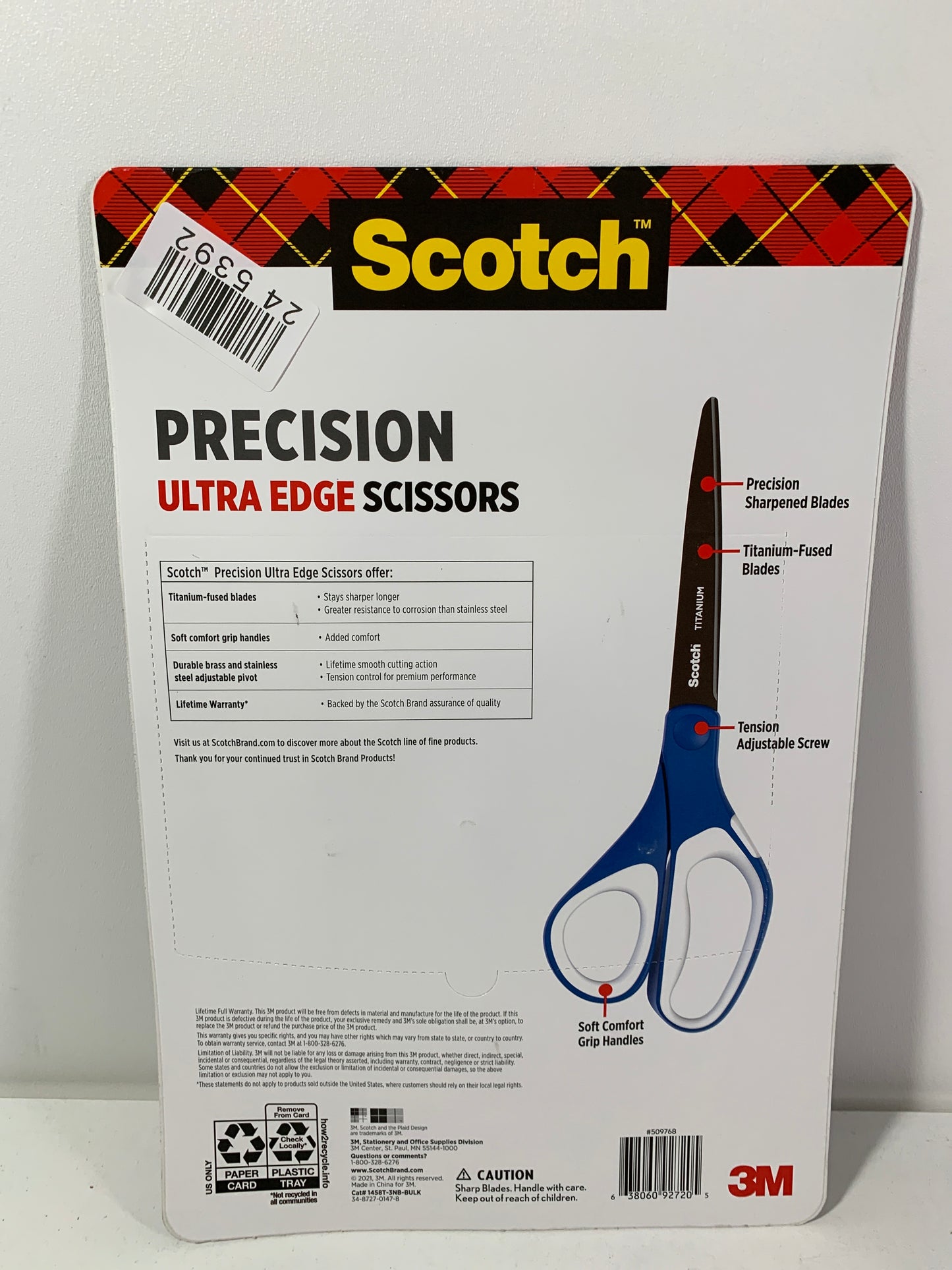 Scotch Precision Ultra Edge Scissors Blue/White/Pink 3 Pack