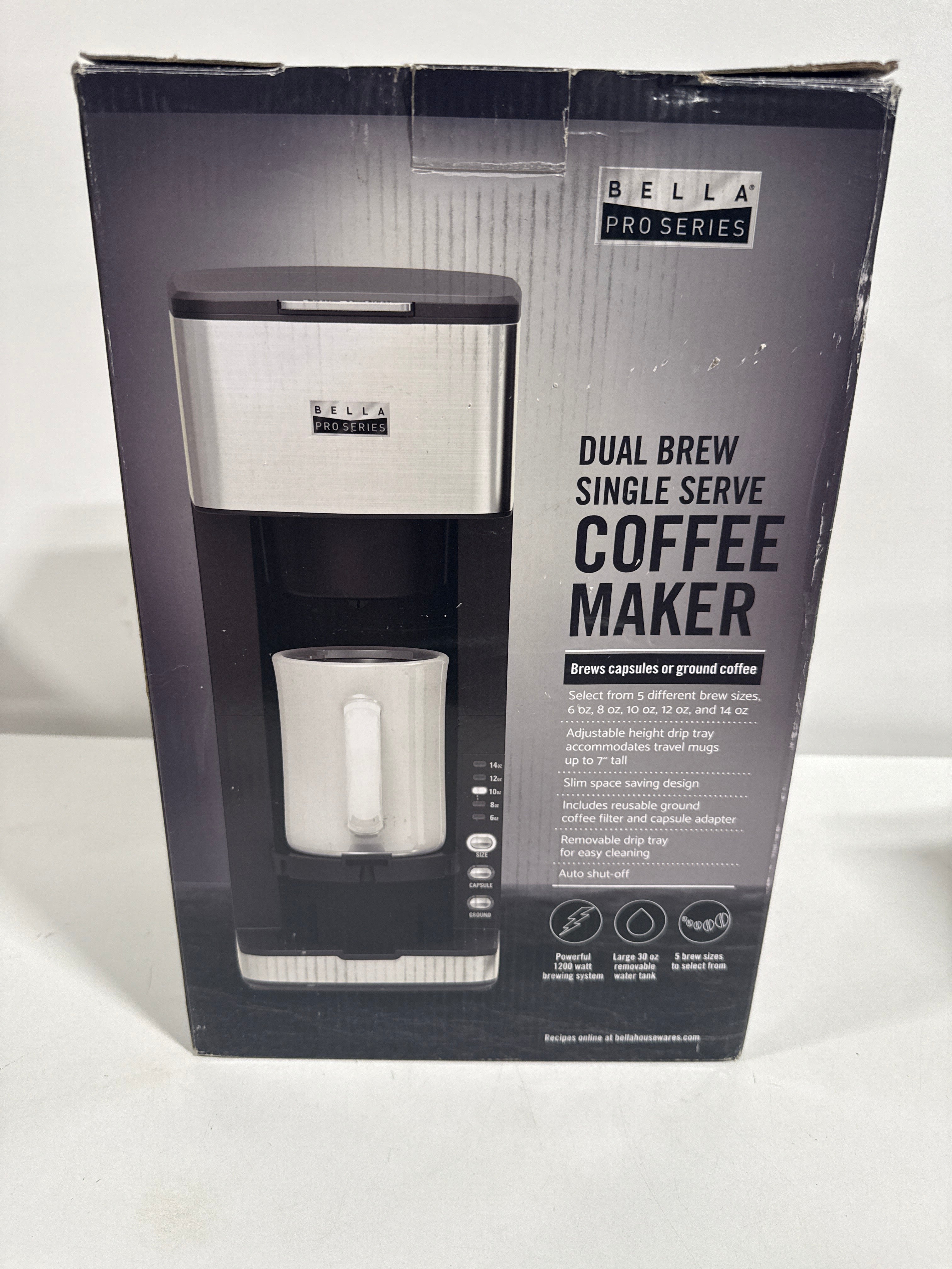 Used Bella PRO - Dual Brew Single Serve Coffee Maker - Stainless Steel - *Kitchen Appliances