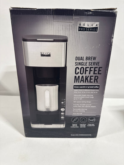 Used Bella PRO - Dual Brew Single Serve Coffee Maker - Stainless Steel