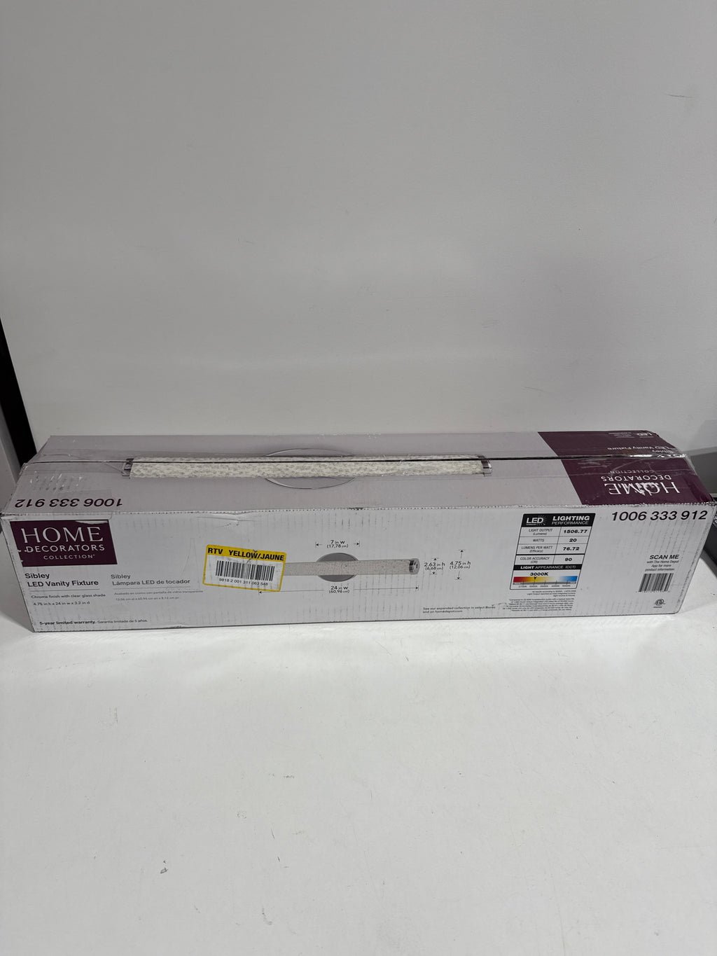 Sibley 24 in. 1-Light Chrome LED Dimmable Bathroom Vanity Light Bar with Clear Glass and Clear Crystals Bulb Included