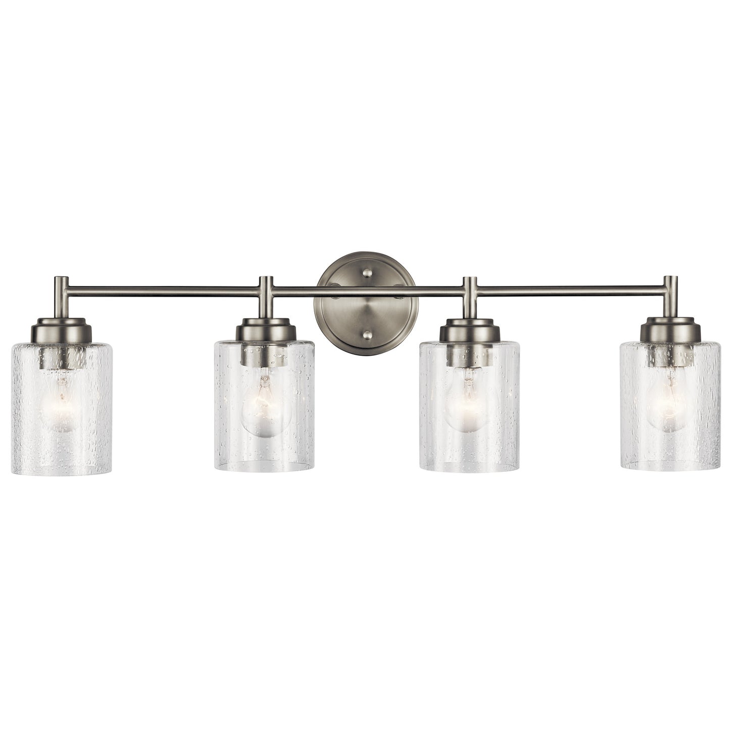 Kichler Winslow 30" Vanity Light in Brushed Nickel, 4-Light Transitional Bathroom Light with Clear Seeded Glass. (30" W x 9.25" H), 45887NI