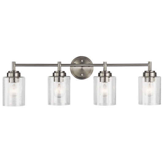 Kichler Winslow 30" Vanity Light in Brushed Nickel, 4-Light Transitional Bathroom Light with Clear Seeded Glass. (30" W x 9.25" H), 45887NI