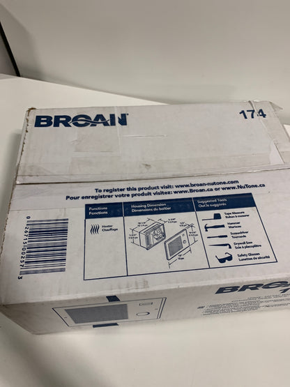 Broan-NuTone Wall Heater, White Grille Heater with Built-In Adjustable Thermostat, 750/1500W, 120/240V AC