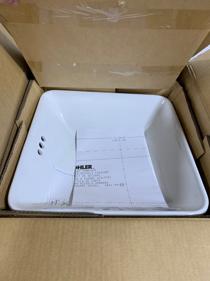 Vox 16 in. Square Vitreous China Vessel Sink in White with Overflow Drain